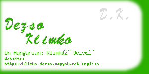 dezso klimko business card